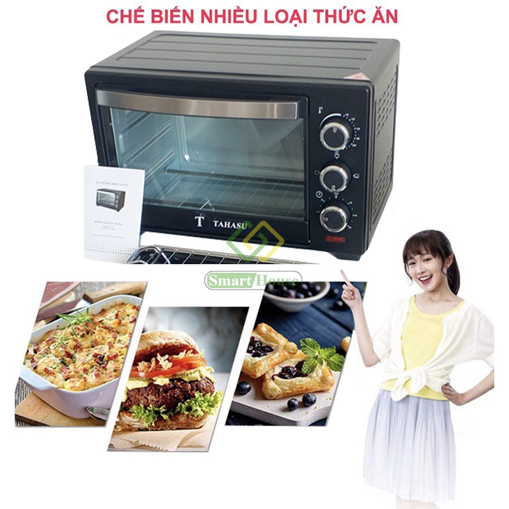 (Tặng bộ dao kéo) Lò nướng TAHASU E23 25L 1280W – Màu đen, Phù Hợp Gia Đình 2-4 Người, Điều Khiển Dễ Dàng