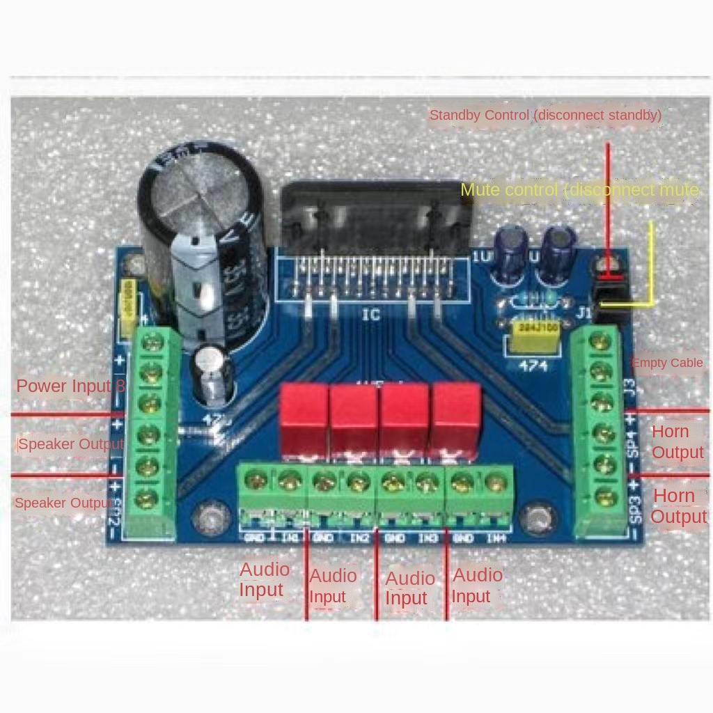 Bảng Mạch Khuếch Đại Âm Thanh 4 Kênh DC12-14.5V TDA7388 V6 4X41W