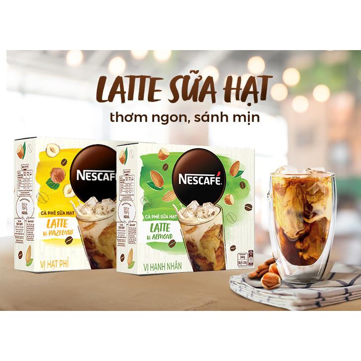 Cafe Nescafe Hạt Phỉ & Hạnh Nhân hộp 10 gói (240g/hộp)