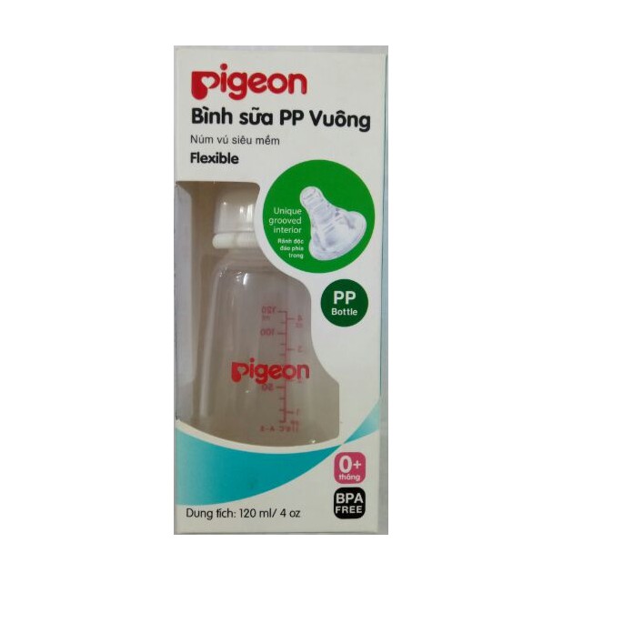 Bình sữa Pigeon PP vuông nhựa cao cấp 120ml BS042