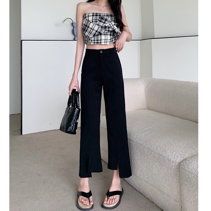 Quần Dài Ống Rộng Xẻ Tà Lưng Cao Thời Trang Mùa Hè 51978