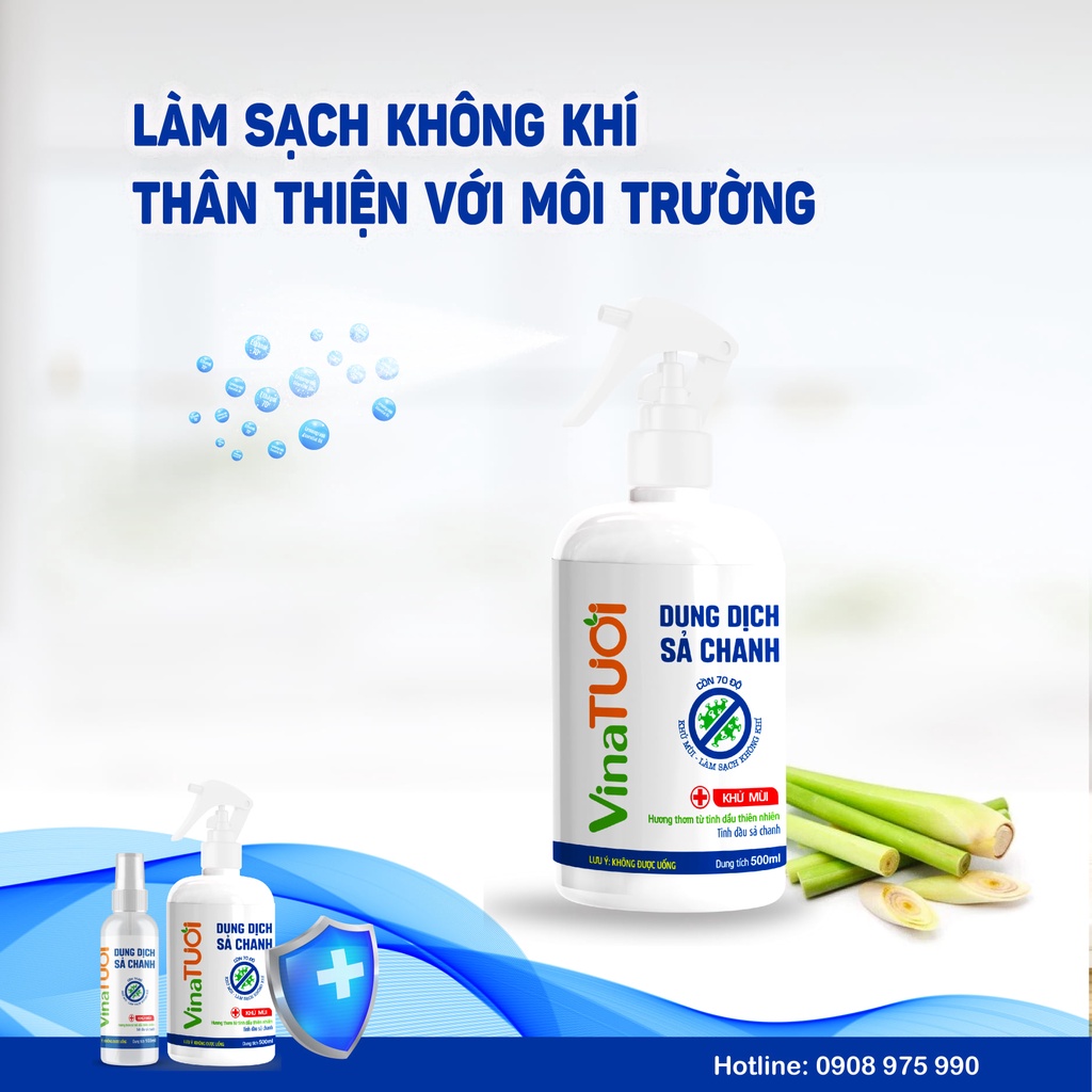 Dung dịch Sả Chanh 500ml VINA TƯƠI chai xịt phun sương khử mùi đa năng