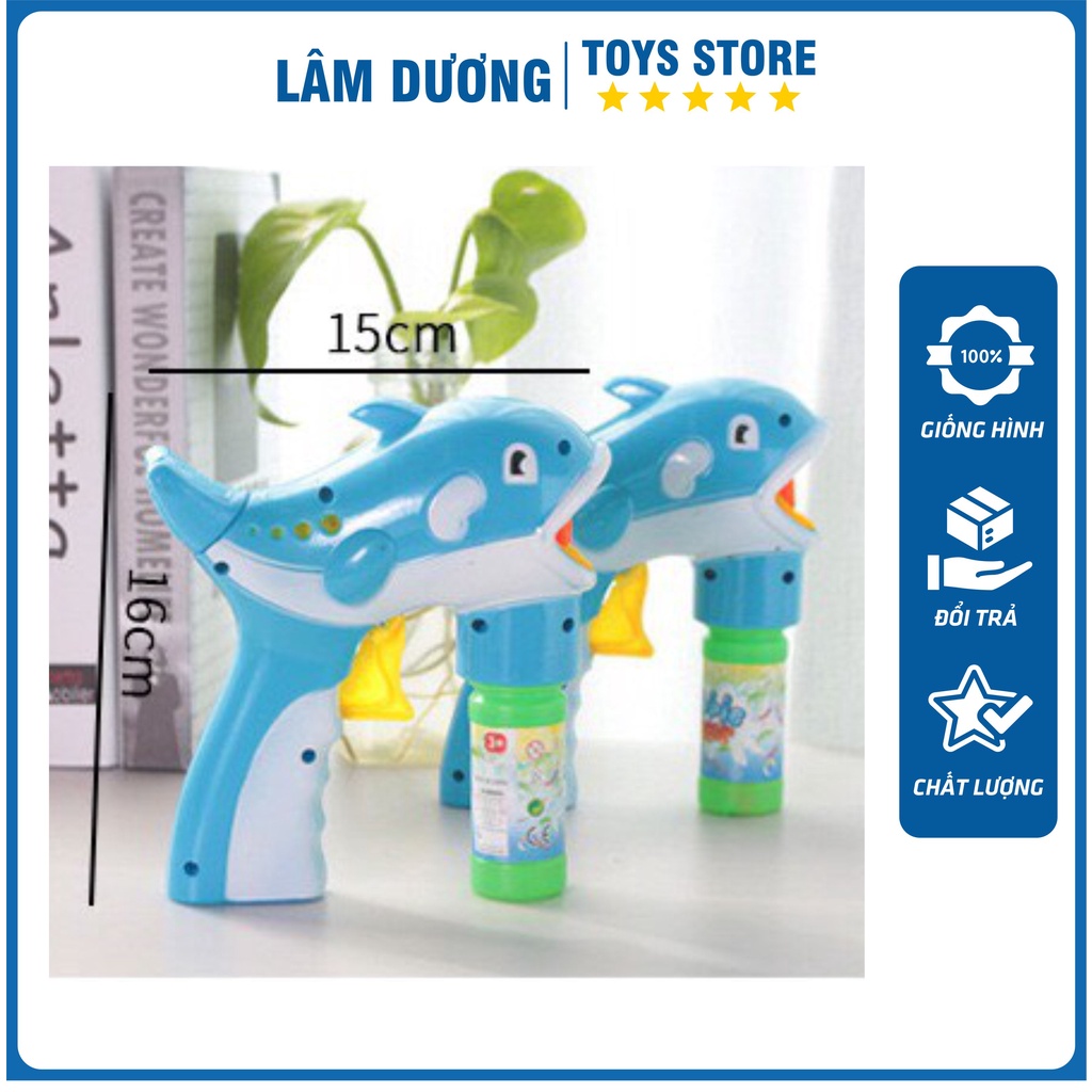 Cá heo thổi bong bóng 🔥LÂM DƯƠNG TOYS🔥 Súng đồ chơi bắn bong bóng xà phòng hình cá heo cho bé, nhiều màu sắc lựa chọn
