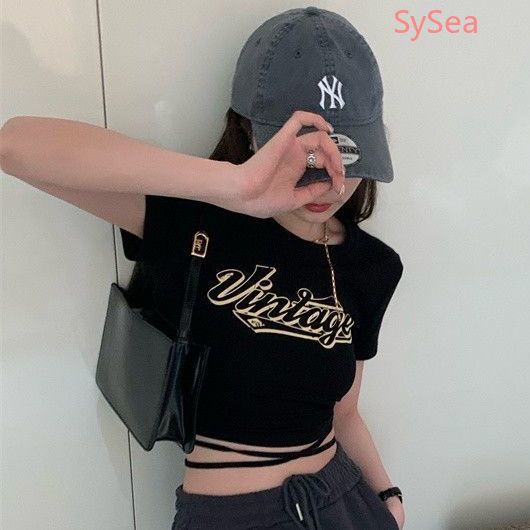 Áo Croptop In Họa Tiết Kiểu Vintage Mỹ Thời Trang Mùa Hè Cho Nữ
