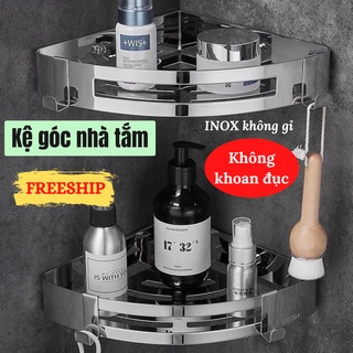 Kệ Để Đồ Dán Góc Tường Nhà Tắm Nhà Bếp Không Gỉ Đa Năng Shop Gia Dụng HOÀI AN