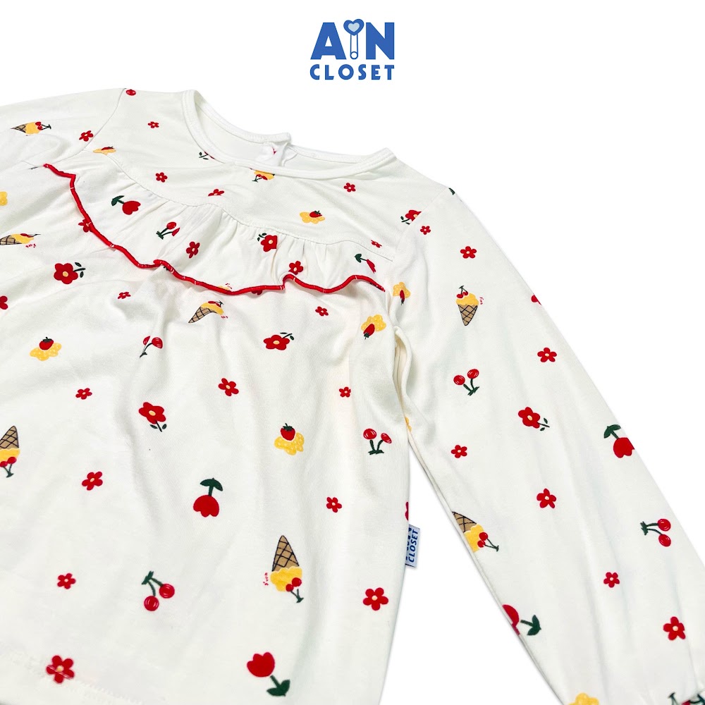 Bộ quần áo dài bé gái họa tiết Hoa Bé ngoan thun cotton - AICDBGPGEDLG - AIN Closet