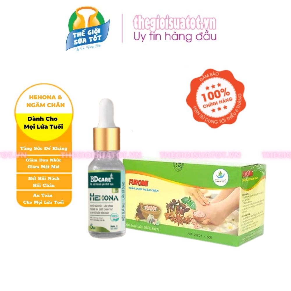 Combo Serum Hehona 5ml BDcare &amp; Ngâm Chân Thảo Dược Furomi Chăm Sóc Sức Khỏe Thegioisuatot