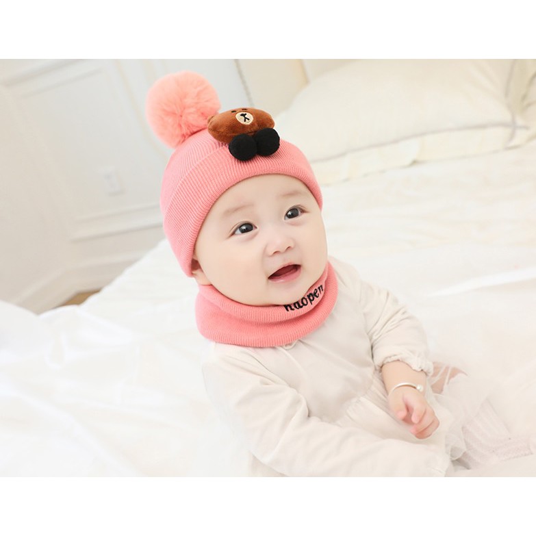 Set Mũ Len Cho Bé Hình Gấu Siêu Đáng Yêu [ SIÊU RẺ ] [ CAM KẾT HÀI LÒNG 100% ]