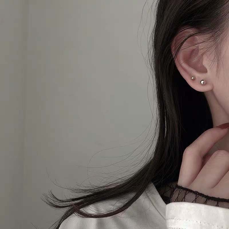 Bông tai mạ vàng/bạc 925 hình tròn đơn giản