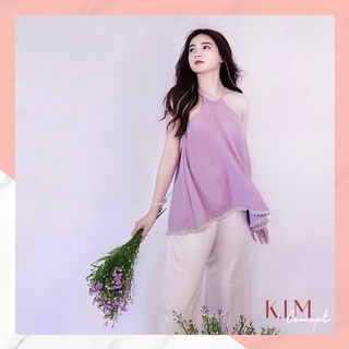 Set áo yếm đũi tím quần dài lụa xinh xắn sang trọng siêu mát, bộ ngủ mặc nhà, dạo phố bst gloperi - kim concept