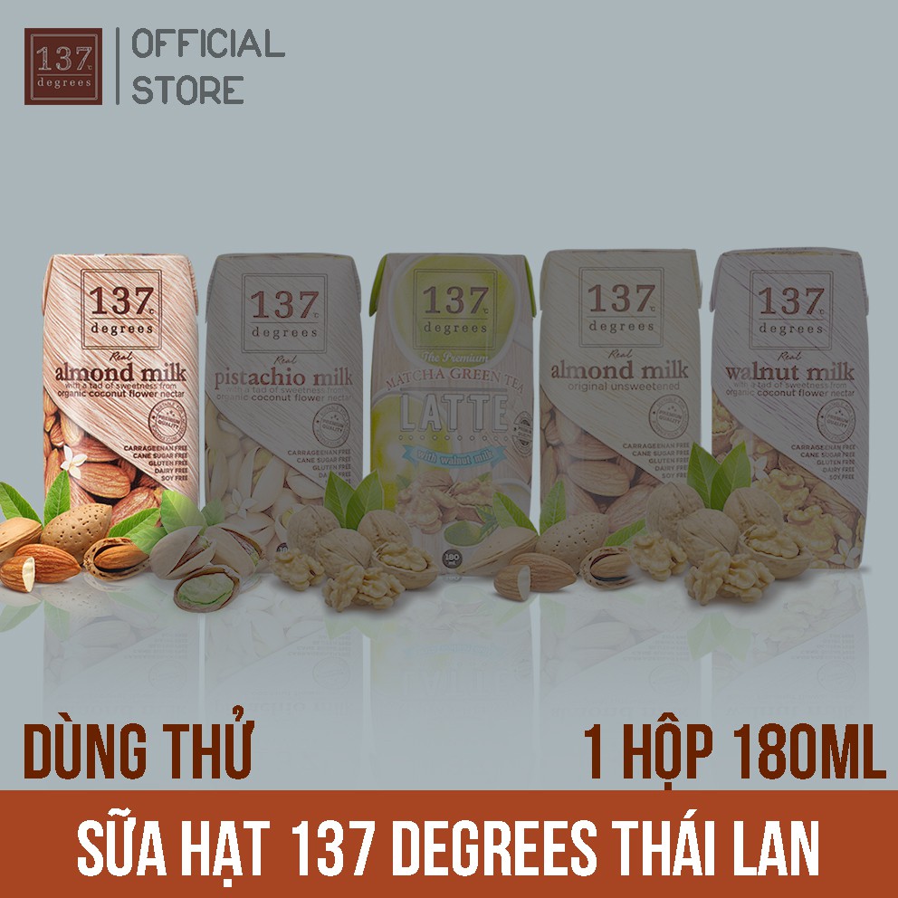 Hộp Lẻ DÙNG THỬ Sữa Hạt 137 Degrees Thái Lan - Hộp 180ml