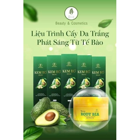 Kem bơ olic Combo 5 lọ kem bơ cấy trắng nâng cơ xóa nhăn và hỗ trợ trị nám tàn nhang tặng 1 kem body