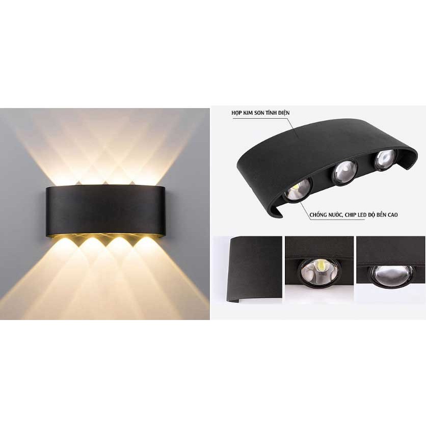 Đèn trang trí hắt tường 2 đầu 6w và 8w - Chống nước IP 68 ( Bảo hành 12 tháng )