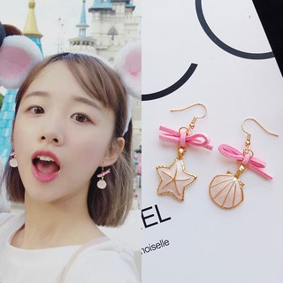 Bông Khuyên Tai Hàn Quốc Sao Biển Vỏ Sò Mix Dây Vải Hồng Thắt Nơ Xinh Xắn Siêu Nữ Tính !