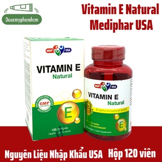 Vitamin E Natural Mediphar USA viên nang mềm lọ 120 viên (Viên uống hỗ trợ đẹp da, giảm lão hóa)