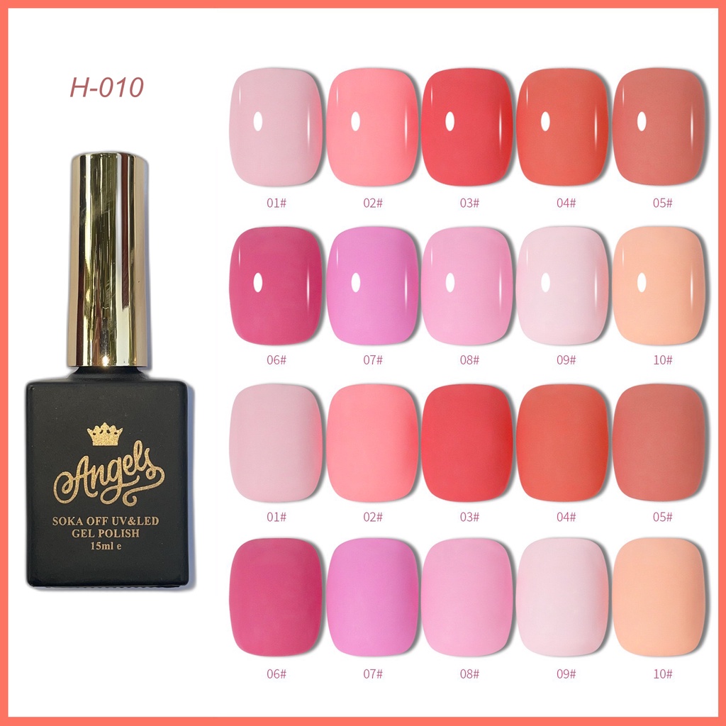 Angels Sơn móng tay chuỗi màu hồng đào Sơn Gel UV Angels, AH10