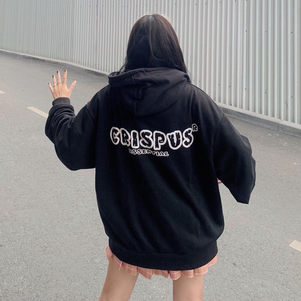 Áo Khoác Nỉ Bông CRISPUS Dây Kéo Form Rộng Unisex (Ảnh Thật)