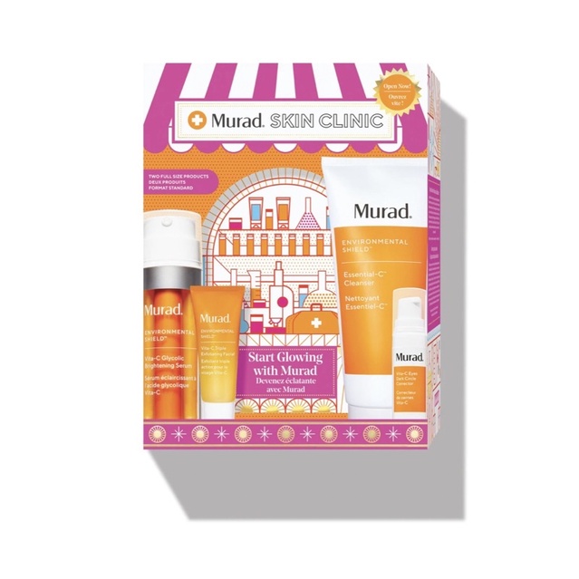 Bộ dưỡng da giảm nám mờ thâm mụn Set Murad Start Glowing Vita C Glycolic Serum, Essential C Cleanser, Vita C Eyes Dark