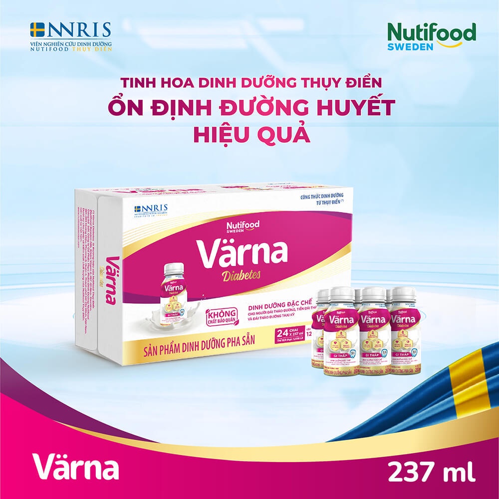 Thùng 24 Chai Pha Sẵn Nutifood Varna Diabetes Chai 237 ml