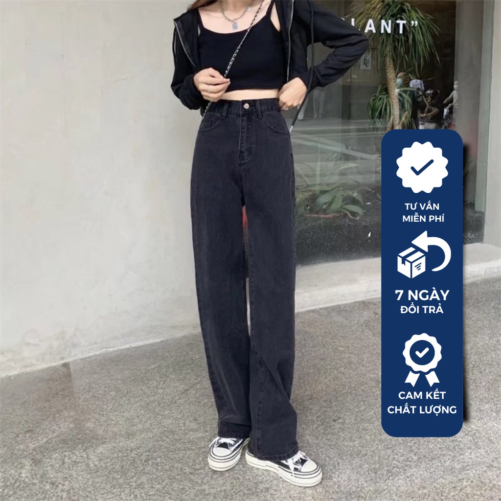 Quần bò ống rộng nữ cạp cao A.M Clothes quần jeans ống rộng lưng cao -  Vải bò dày đẹp , không giãn ,dáng suông HOT 2022 | WebRaoVat - webraovat.net.vn