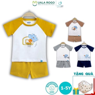 Bộ quần áo cộc tay hè cho bé Mompa 1-5 tuổi vải cotton thoáng mát cổ tròn thấm hút 602