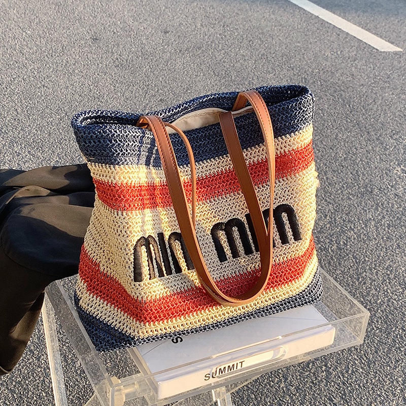 Túi Cói Đeo Vai Thời Trang Mùa Hè 2022 Sức Chứa Lớn Cho Nữ