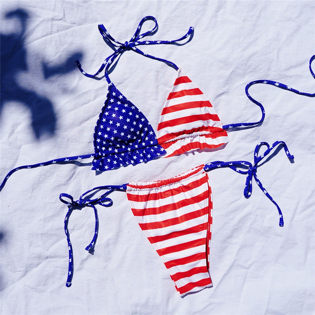 [Mã FACBGO245 giảm 10K đơn bất kì] Bikini In Hình Lá Cờ Có Mút Nâng Ngực | BigBuy360 - bigbuy360.vn