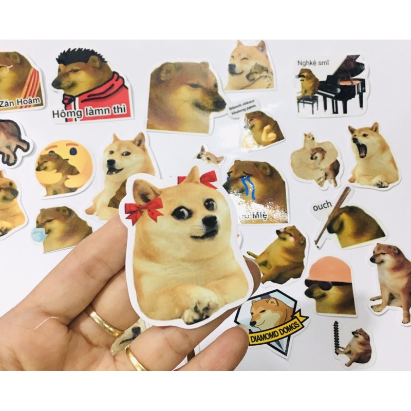 Sticker cheems 30cái ép lụa ảnh khác nhau , Sticker-  hình dán shiba meme chó cheems