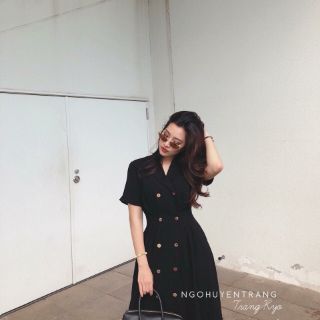 Đầm cổ vest 2 hàng nút