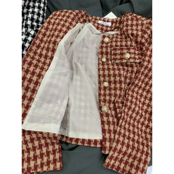 Áo khoác dạ tweed nữ vintage cúc vàng tiểu thư siêu hot - hàng có sẵn