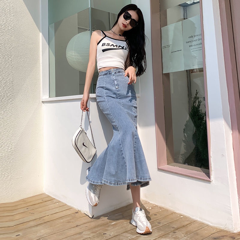 [LININ] Chân Váy Denim Đuôi Cá Xẻ Tà Dài Vừa Phong Cách Mới