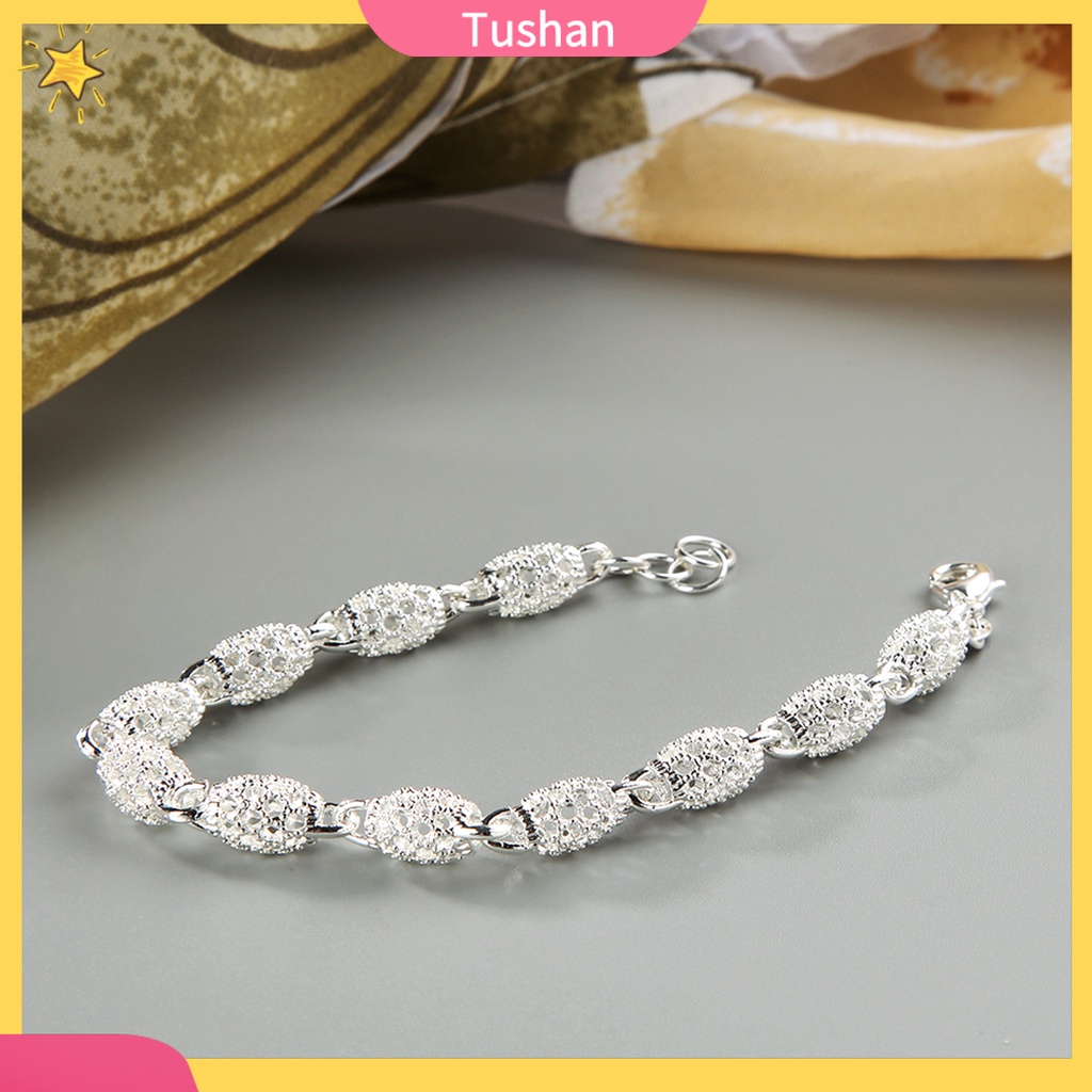 Vòng tay mạ bạc 925 dạng dây xích đính đá xinh xắn