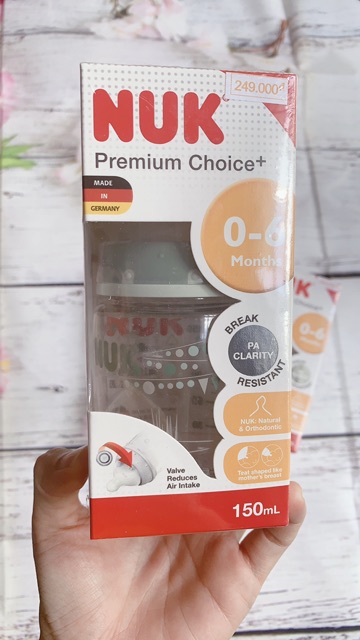 Bình sữa NUK Premium Choice+ nhựa PA 150ml núm ti S1 - M