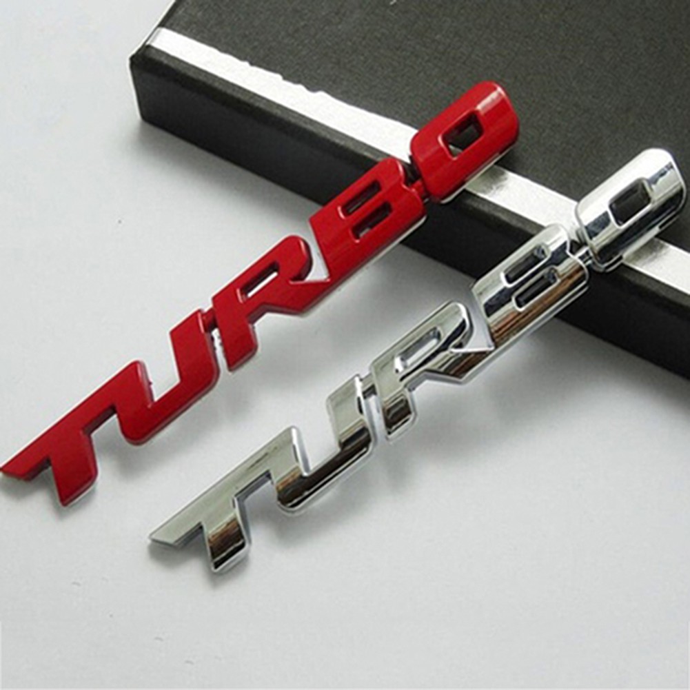 Decal 3D chữ TURBO bằng kim loại trang trí xe hơi