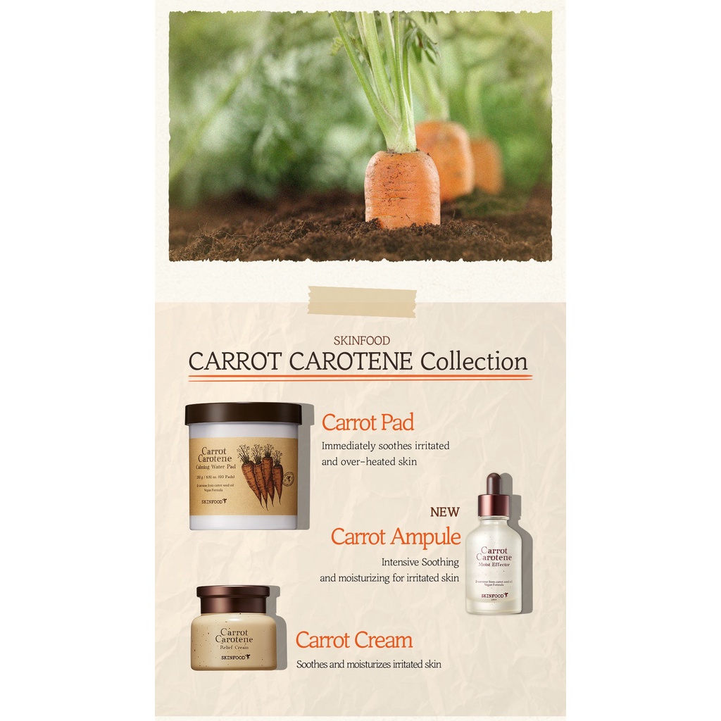 Serum SKINFOOD chiết xuất cà rốt 100% thuần chay dưỡng ẩm giảm đỏ làm dịu da ngay lập tức 52ml