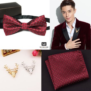 [Combo Giá Rẻ] Nơ Đeo Cổ Nam + Ghim Cài Áo + Khăn Gài Túi Vest