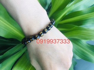 Vòng đá đen khắc chú OMANI ( nhiều size)
