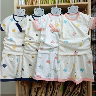 Bộ QA Mompa cộc tay cài vai vải Cotton thấm hút thoáng mát cho bé MP607,MP608