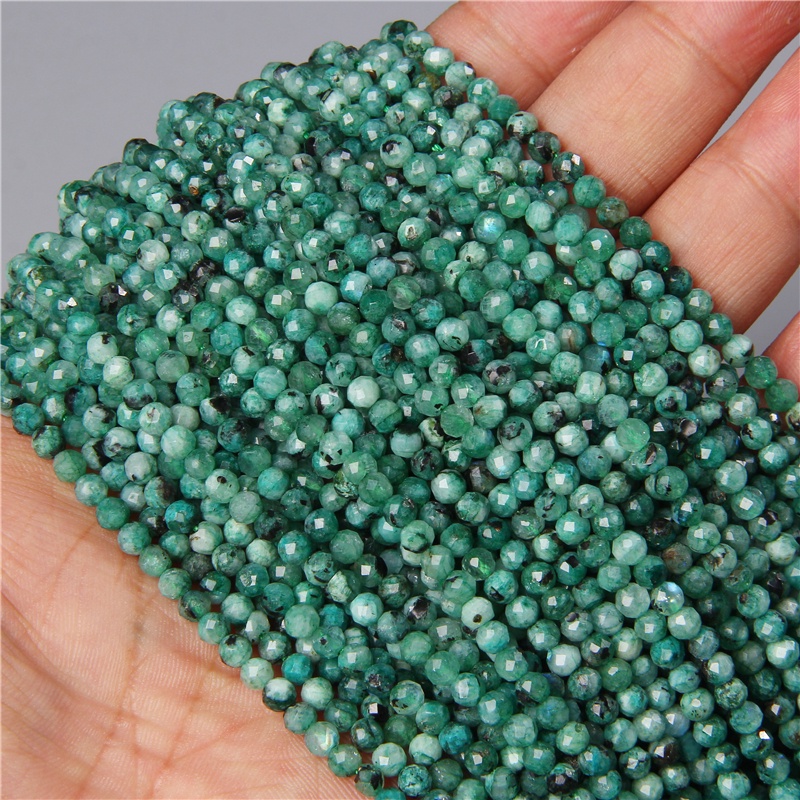 Chuỗi Hạt Đá Labradorite Xanh Lá Tự Nhiên 2 / 3 / 4MM Làm Trang Sức 15 "