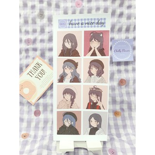 Sticker tờ Bullet Journal cô gái anime nhiều kiểu tóc trang trí sổ