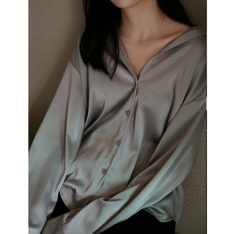 Áo sơ mi chất lụa kiểu tay dài thời trang cao cấp cho nữ