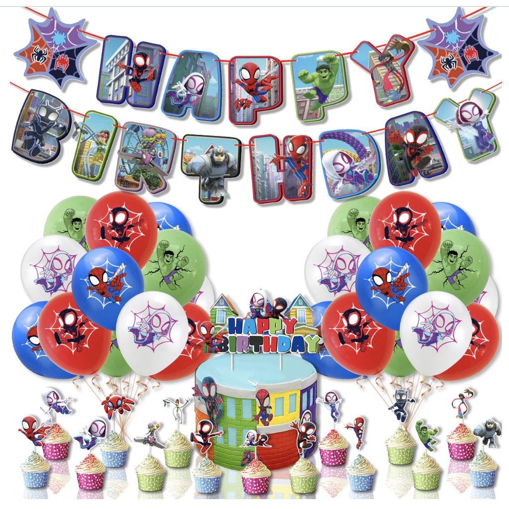 Set bìa trang trí sinh nhật bé trai nhân vật hoạt hình Harry Potter, Minecraf, Pikachu, Songoku,Siêu Nhân, Siêu ANh Hùng