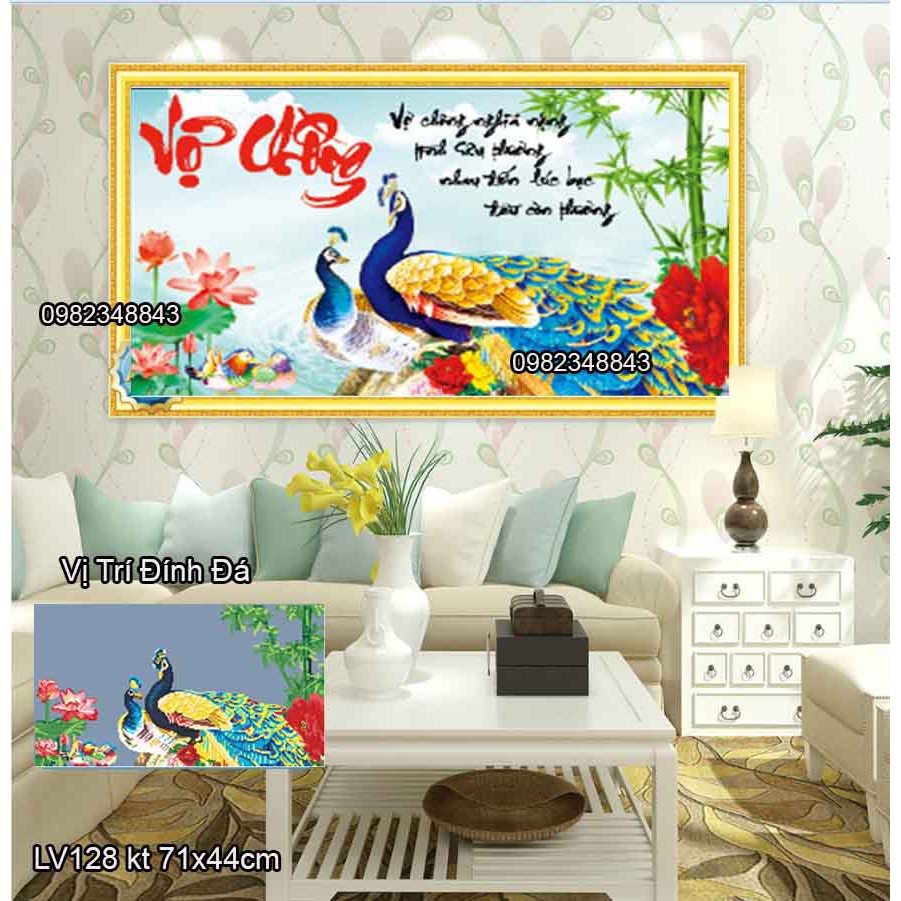 Tranh đính đá vợ chồng KT:71x44cm, Tranh gắn đá chưa gắn.