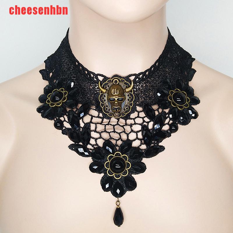 [cheesenhbn]Women Black Lace Necklace Collar Choker Victorian Vintage Gothic Chain Pendant