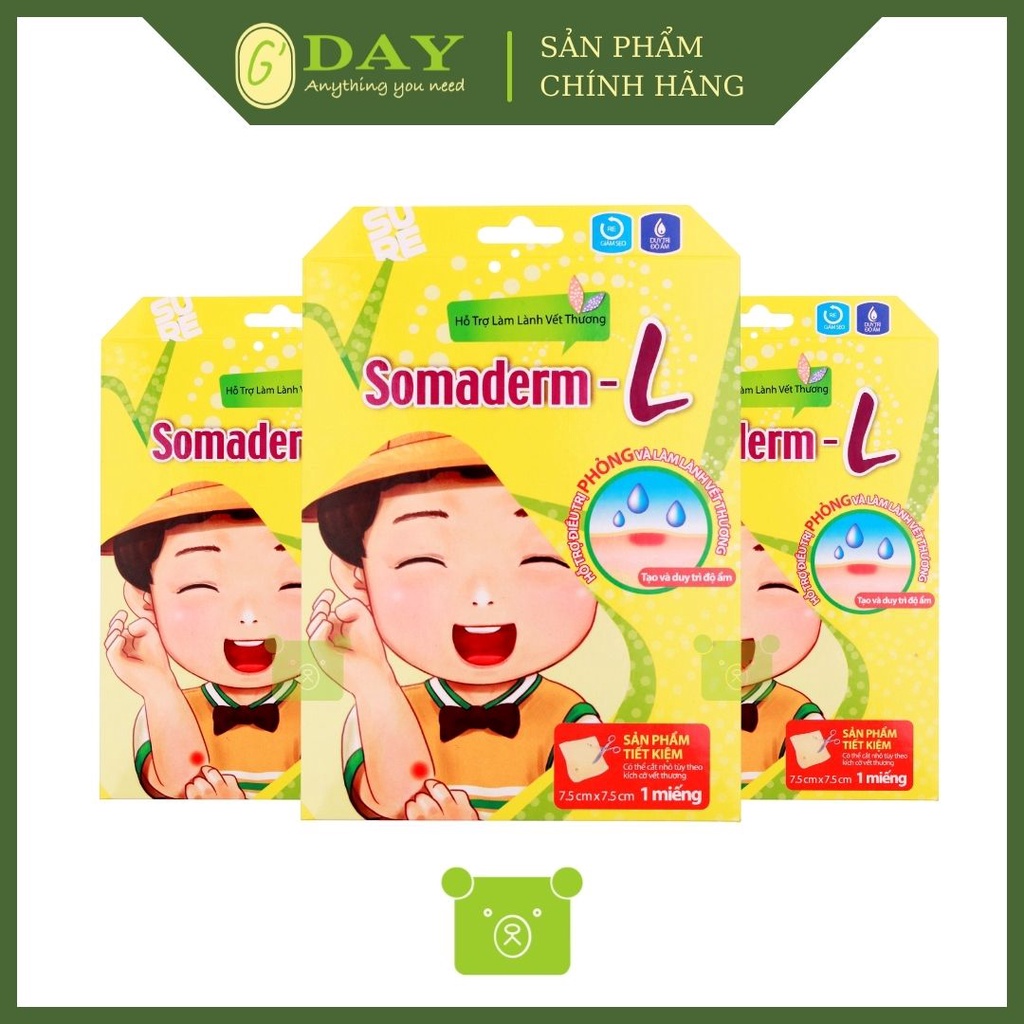 [CHÍNH HÃNG] Combo 3 miếng Dán Mụn - Vết Thương Somaderm-L (7.5cm x 7.5cm)