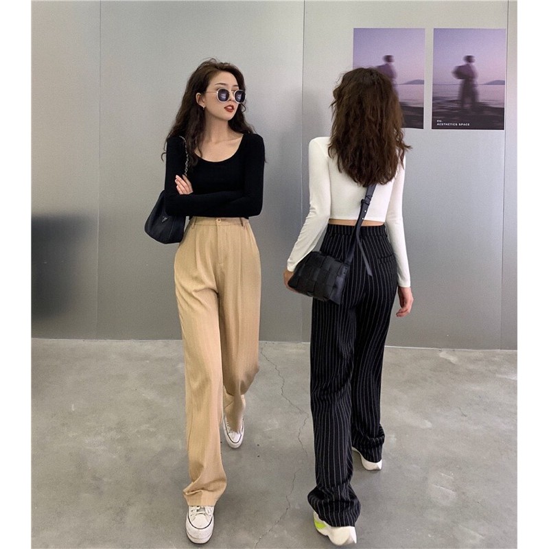 (SẴN) Quần tây ulzzang kẻ sọc ống suông phong cách thanh lịch HÀN QUỐC 2021 KÈM ẢNH THẬT CUỐI | BigBuy360 - bigbuy360.vn