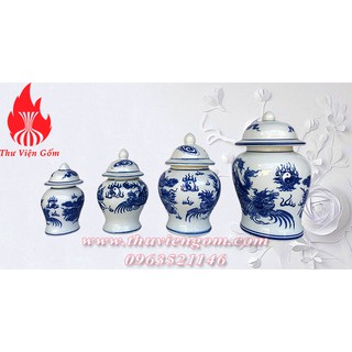 Chóe thờ bát tràng s1,s2,s3,s4 men lam vẽ rồng phượng