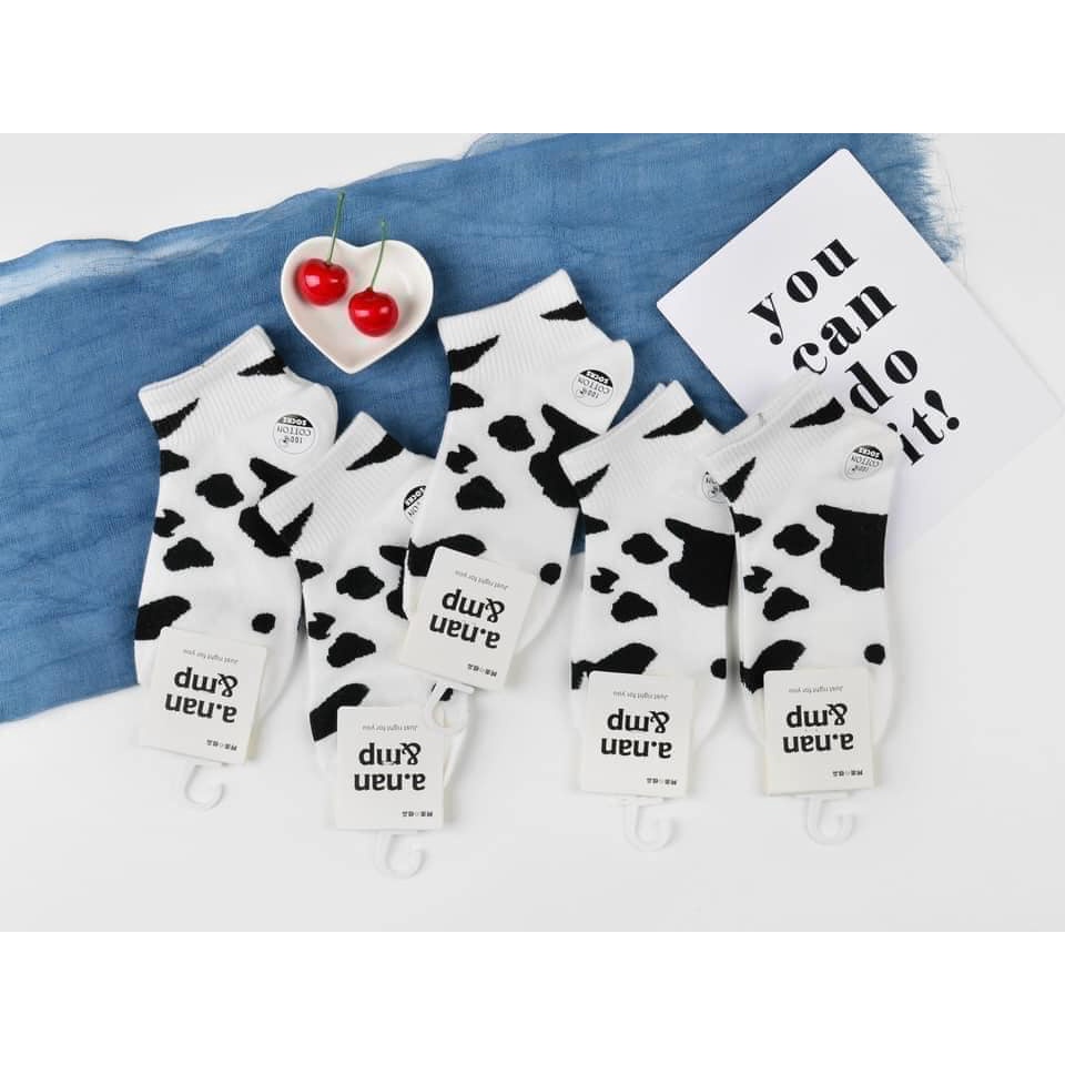 Combo 10 đôi tất họa tiết bò sữa thời trang