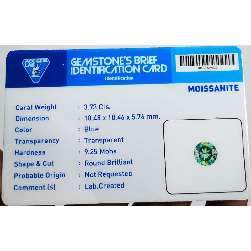 Moissanite Đá Quý Xanh Kim Cương Xanh Lam Đảm Bảo Sự Bảo Vệ Toàn Diện Plus Memo Acc Gems Lab