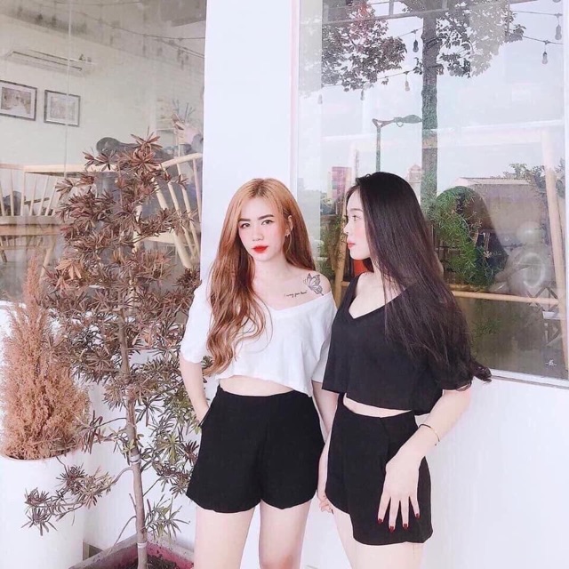 Áo croptop cổ tim chất thun cotton siêu mát siêu đẹp